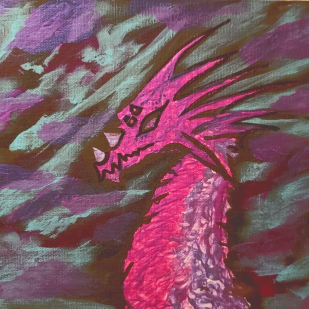 Cloudy Dragon Skies Painting